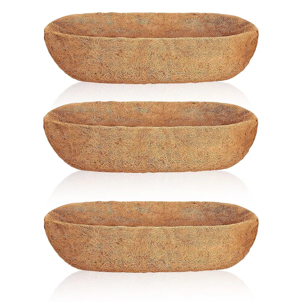 Coco Liners for Window Box Planters, 3 Pack Coconut Fiber Trough Basket Liners in 24, 30 and 36 Inch