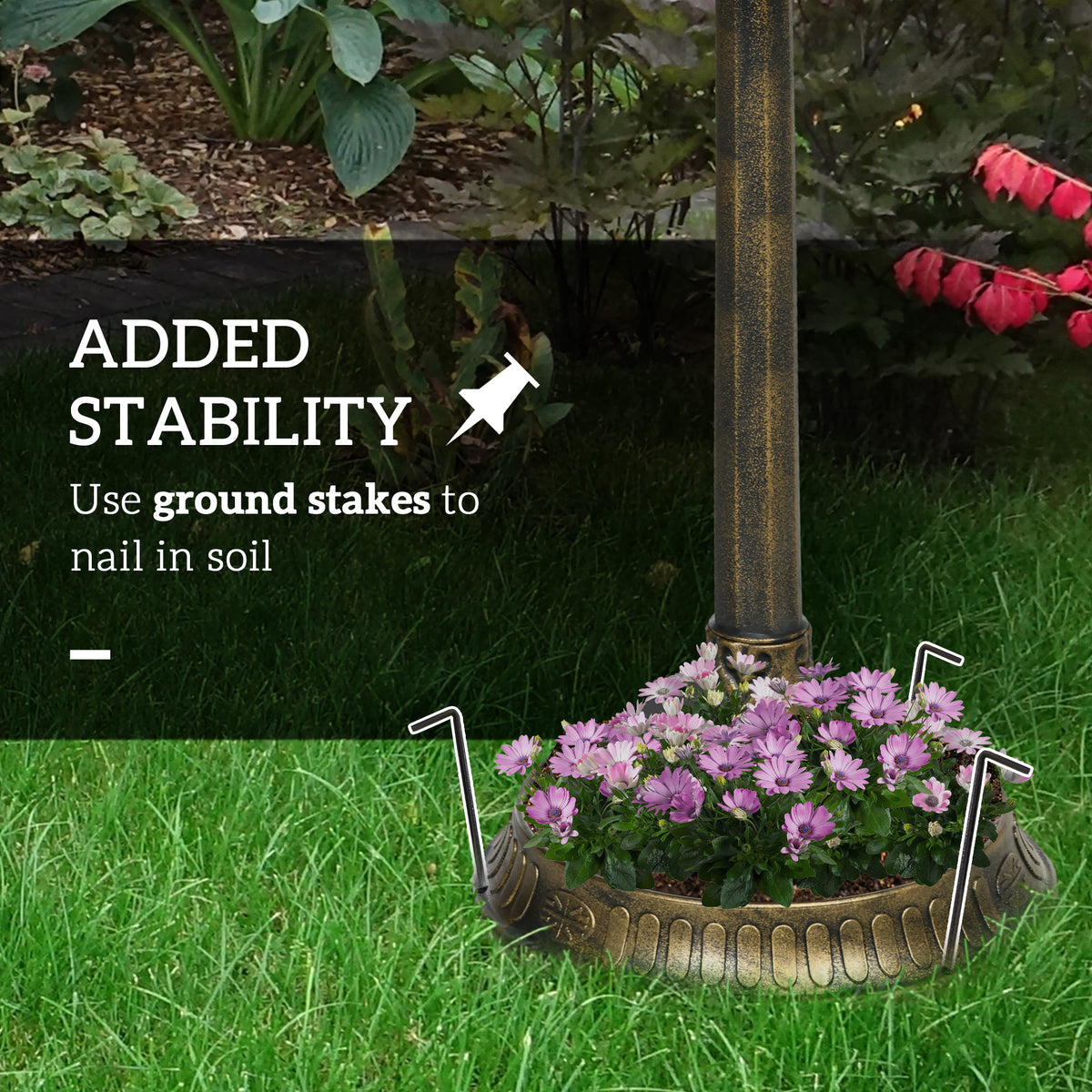 32" Antique Bird Bath with Pedestal, Two Basins and Bird Statues, Bronze Garden Birdbath Feeder