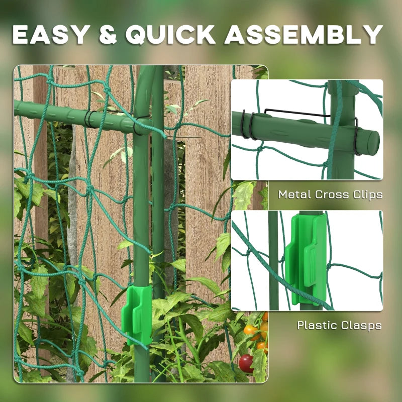 Metal Garden Trellis with Climbing Net, Green Arch A-Frame Plant Support for Climbing Vines, 72" Tall