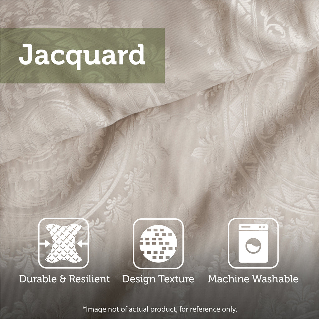 Queen 7 Piece Jacquard Comforter Set With Throw Pillows, Red and Tan Polyester Bedding