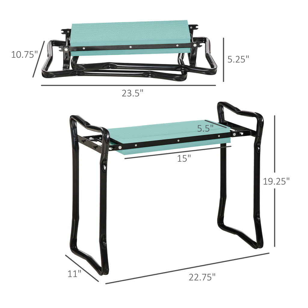 Folding Garden Kneeler and Seat Bench, Padded EVA Foam Pad with Steel Frame Handles, Green and Black