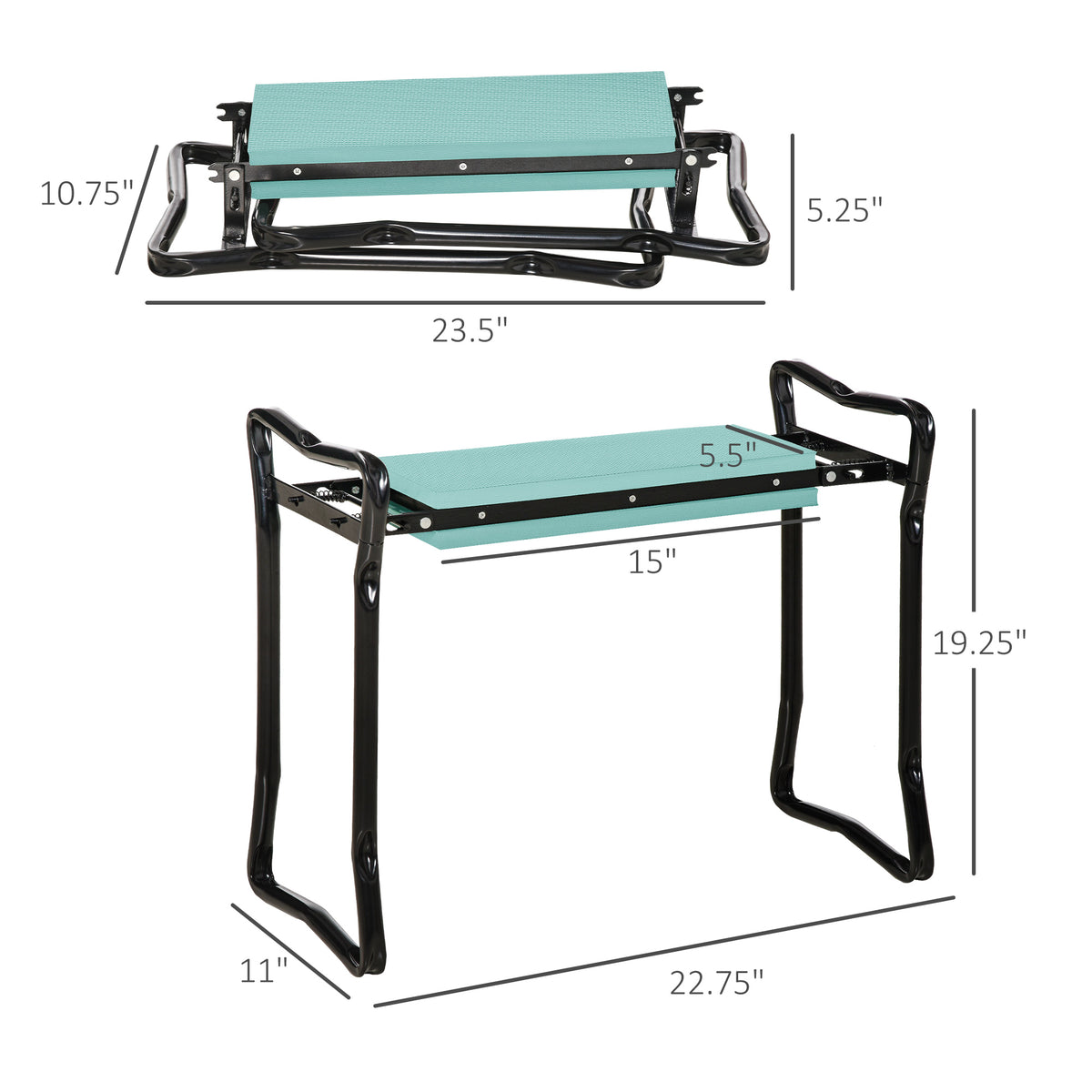 Folding Garden Kneeler and Seat Bench, Padded EVA Foam Pad with Steel Frame Handles, Green and Black