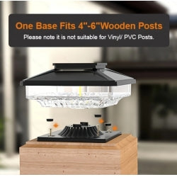 Solar Post Cap Lights, 4 Pack Cool White Outdoor Fence Lights for 4x4, 5x5 and 6x6 Wooden Posts, Waterproof Garden Decor