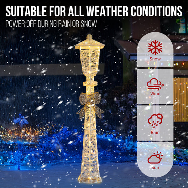 5 Ft Lighted Christmas Lamp Post with Bow, 110 Warm White LED Pre-Lit Indoor Outdoor Holiday Yard Decoration
