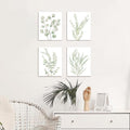 Botanical Eucalyptus Canvas Wall Art, Set of 4 Framed 8x10 Sage Green Prints for Bathroom and Bedroom