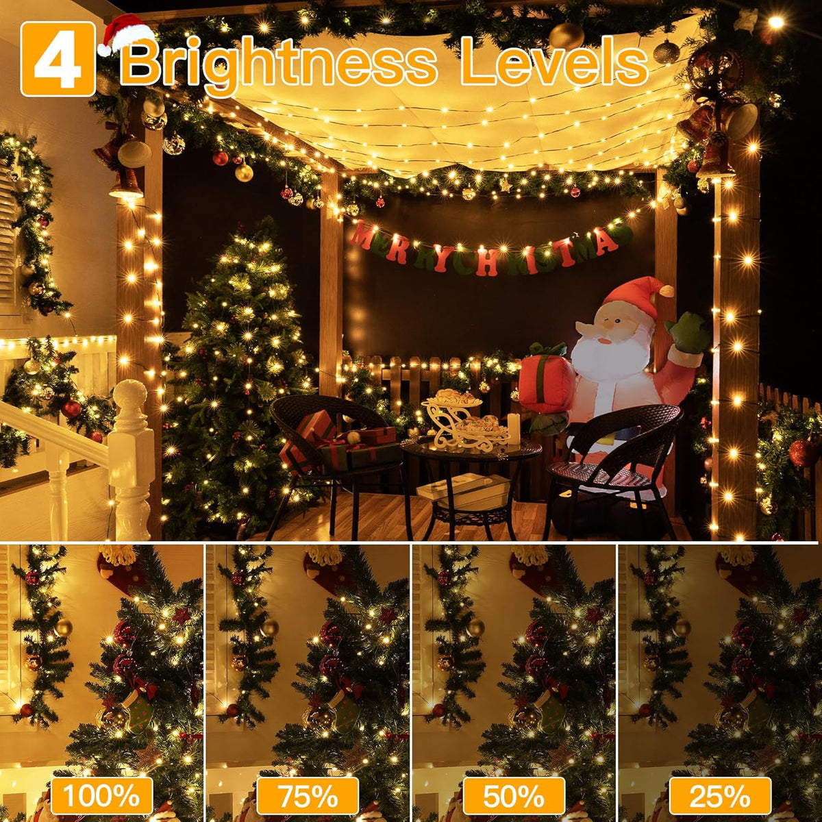 Warm White LED String Lights, 400 LED Waterproof Fairy Curtain Lights for Bedroom, Wedding and Party Decor