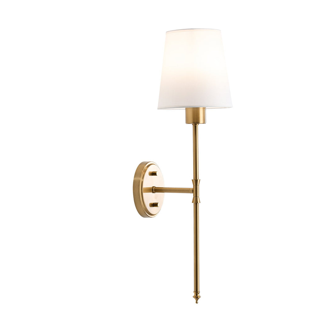 Battery Operated Wall Sconce Set of 2, Gold Wireless Wall Lights With Remote Control and White Shades