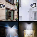 Solar Motion Sensor Outdoor Wall Lights, 100 LED Four-Side Security Light, IP65 Waterproof, 2-Pack