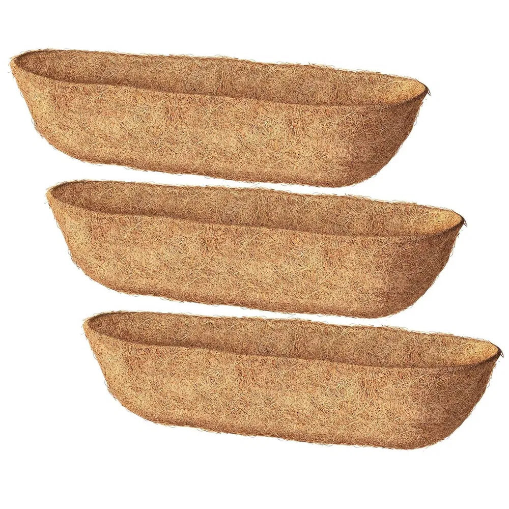 Coco Liners for Window Box Planters, 3 Pack Coconut Fiber Trough Basket Liners in 24, 30 and 36 Inch
