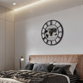 36 Inch Large Metal Wall Clock, Black World Map Design With Gold Hands, Oversized Roman Numeral Decor for Living Room