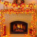 Fall Maple Leaf Garland String Lights, 3 Pack, 30 Ft, 60 Warm White LEDs, Battery Operated With Timer, Indoor and Outdoor Autumn Decor