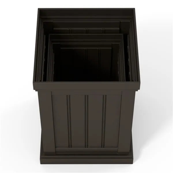 Square Planter Box Set of 2, Stackable Brown Planters With Drainage Holes for Indoor and Outdoor Use