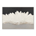 Framed Abstract Wall Art 28x40 In, Black and White Textured Canvas Painting with Grey and Gold Accents