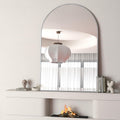 Arched Wall Mirror, 24x32 Inch Silver Metal Framed Bathroom Vanity Mirror