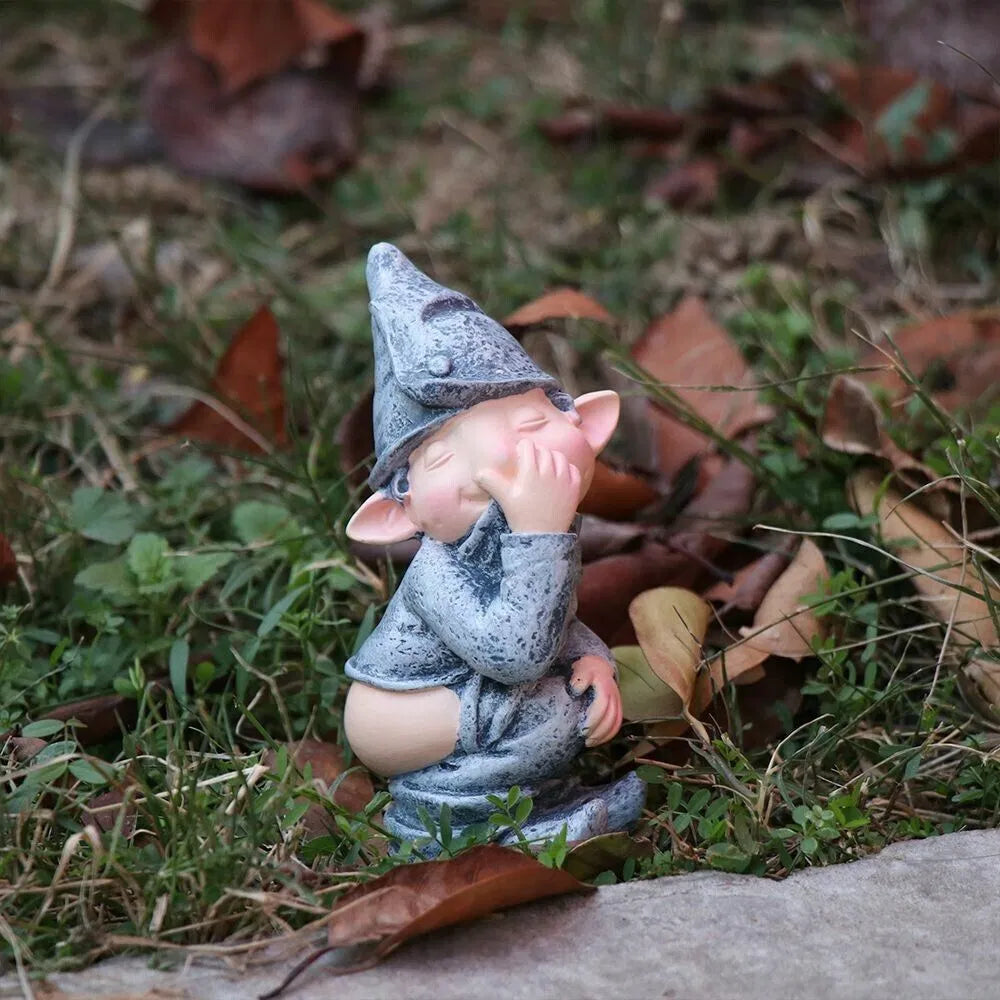 Funny Pooping Gnome Statue, Resin Miniature Garden Ornament for Yard and Home Decor