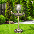 Solar Bird Bath With Light, Bronze Resin Pedestal Birdbath for Garden and Yard, 42" Tall Round Antique Style