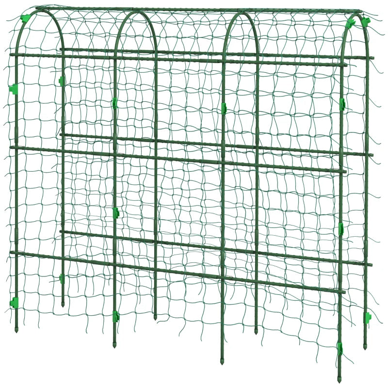 Metal Garden Trellis with Climbing Net, Green Arch A-Frame Plant Support for Climbing Vines, 72" Tall