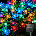 Solar Flower String Lights, 60 LED Cherry Blossom Fairy Lights, 26 Ft Waterproof Multicolor Outdoor Lights for Garden, Patio and Yard