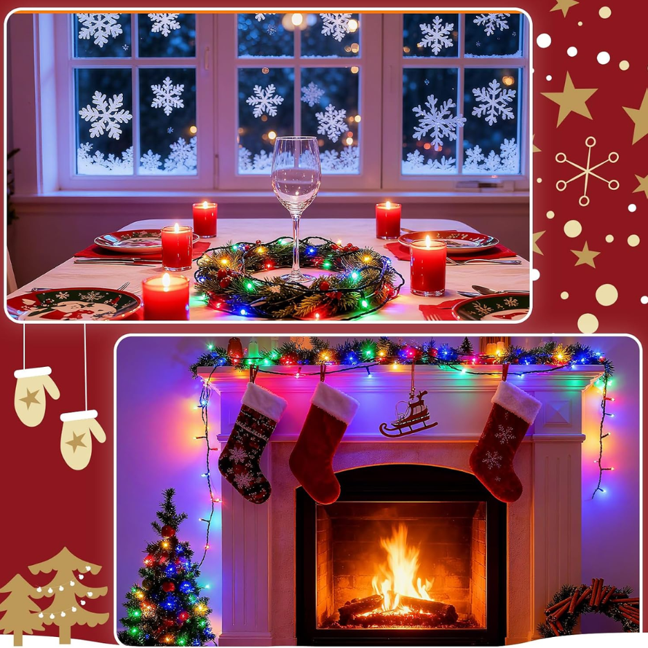 Battery Operated Christmas String Lights, 50 LED Multicolor Waterproof Fairy Lights With Timer, 16.4 ft Green Wire