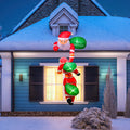 8 Ft Climbing Santa Claus Christmas Inflatable With LED Lights, Hanging Blow Up Outdoor Yard Decoration, 3 Santas and 3 Merry Christmas Bags