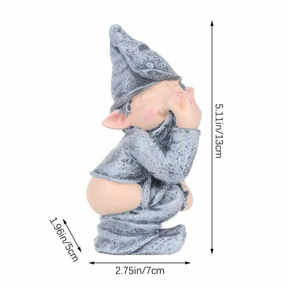 Funny Pooping Gnome Statue, Resin Miniature Garden Ornament for Yard and Home Decor