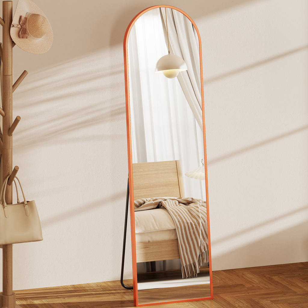 Arched Full Length Mirror, 59" x 16" Aluminum Frame Floor Standing Mirror for Bedroom, Hanging or Leaning