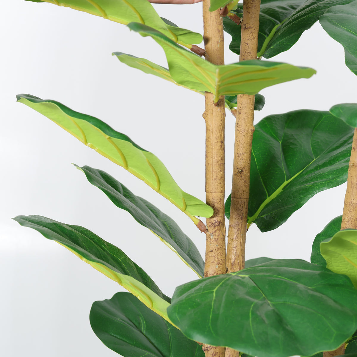 Artificial Fiddle Leaf Fig Tree 5.2 FT With White Pot, Faux Indoor Plant for Living Room, Office and Home Corner Decor