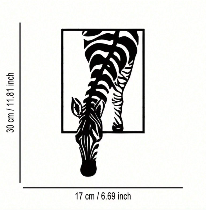 Zebra Metal Wall Art, Black Minimalist Animal Wall Sculpture for Living Room, Office and Bedroom