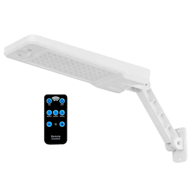 Solar Wall Light with Motion Sensor and Remote Control, 60 LED Outdoor Security Lamp, White