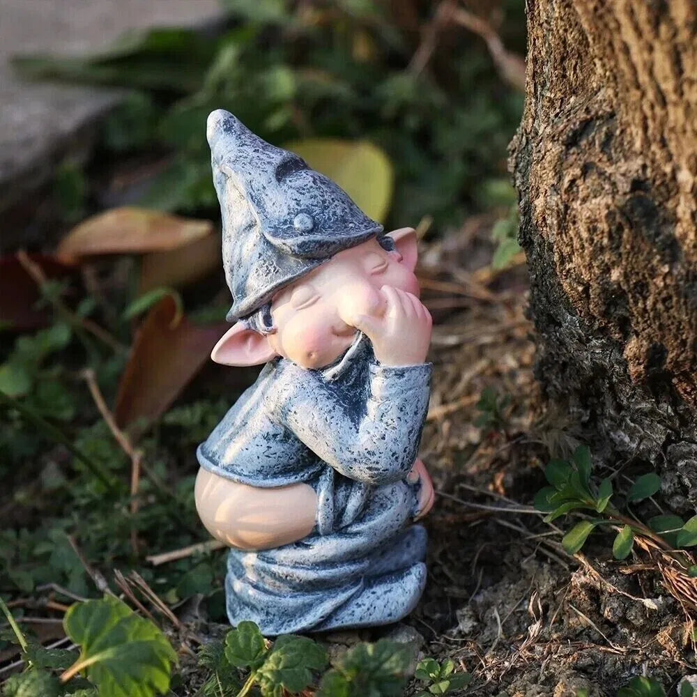 Funny Pooping Gnome Statue, Resin Miniature Garden Ornament for Yard and Home Decor