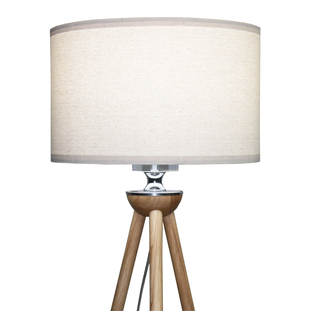 Wooden Tripod Floor Lamp, 58 in. Tall Corner Standing Light With Drum Shade for Living Room, Bedroom and Office, Natural