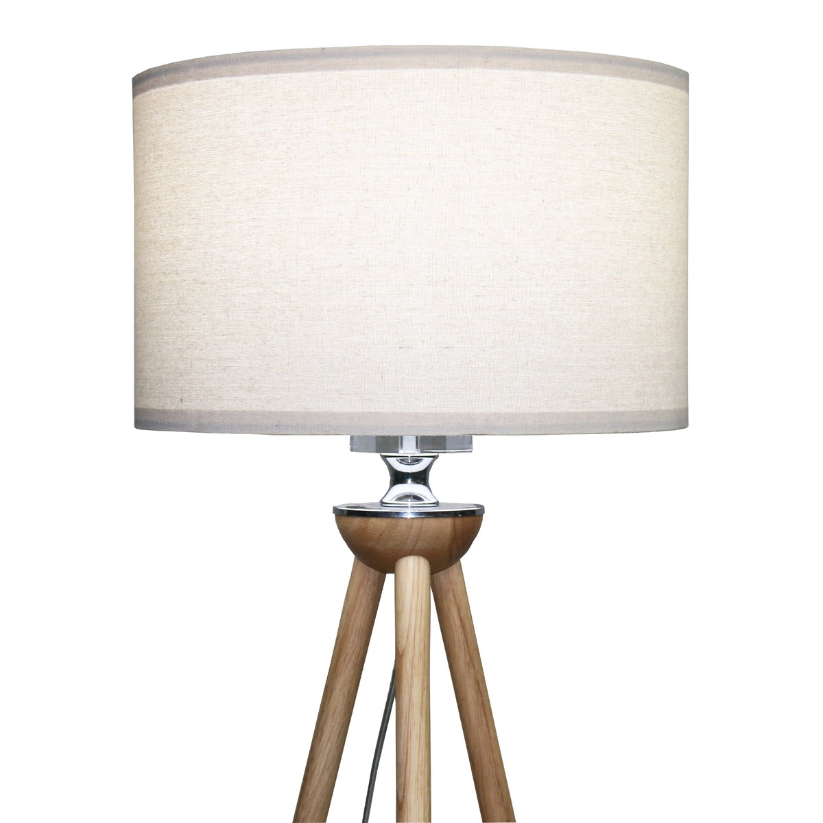 Wooden Tripod Floor Lamp, 58 in. Tall Corner Standing Light With Drum Shade for Living Room, Bedroom and Office, Natural