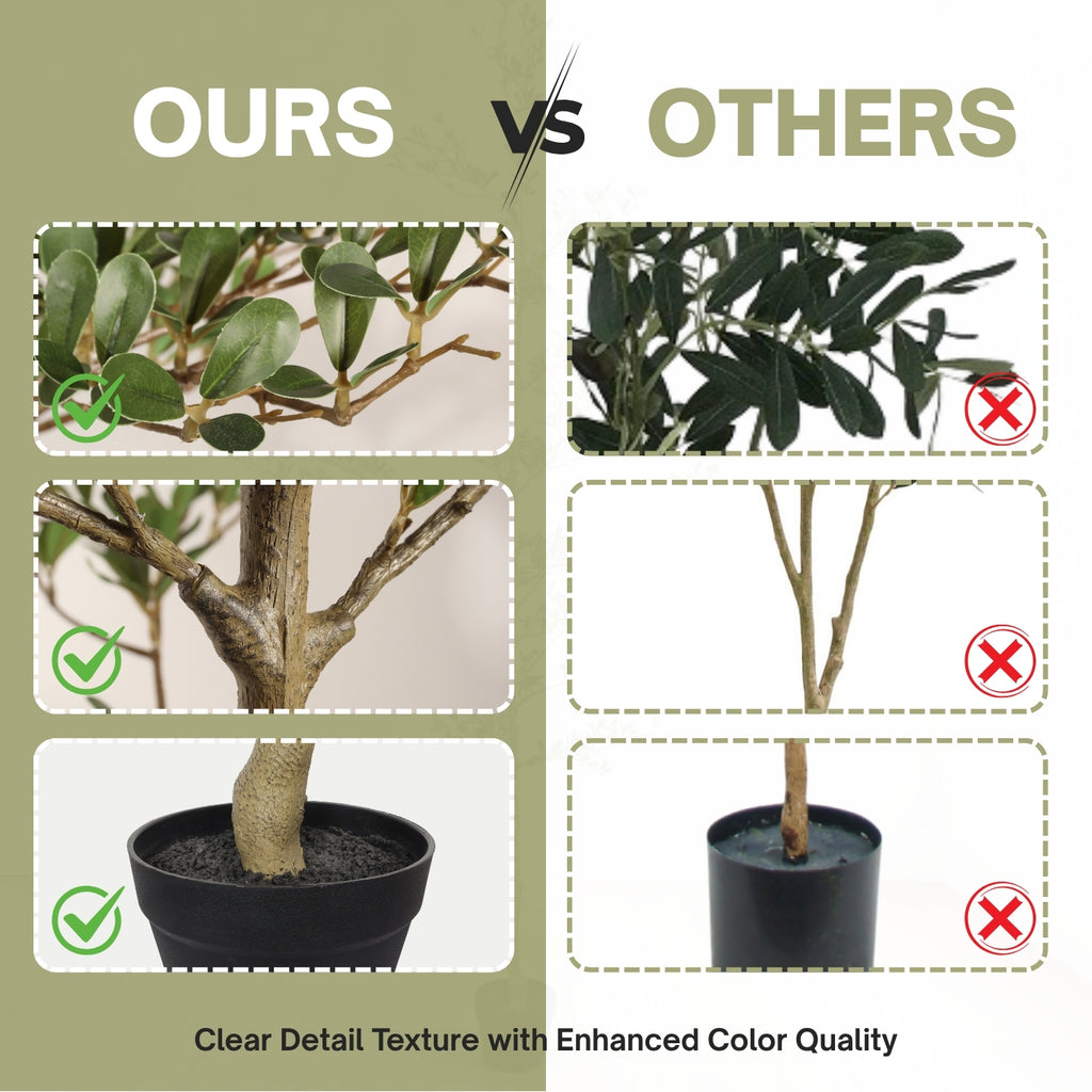 7 Ft Artificial Black Olive Tree with Black Pot, Realistic Tall Faux Plant for Living Room Corner Decor