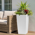 30 In Tall Self-Watering Planter, White Square Polypropylene Plant Pot With Water Level Monitor and Inner Bucket