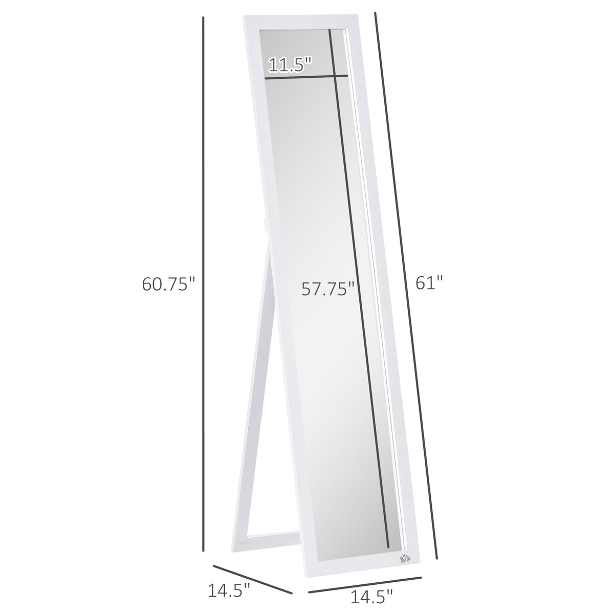 White Full Length Mirror, Freestanding or Wall Mounted Floor Mirror for Bedroom, Living Room and Entryway