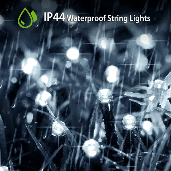 Solar String Lights, 100 LED Cool White Fairy Lights, 12M Waterproof Outdoor String Lights With 8 Lighting Modes