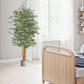 6 Ft Artificial Ficus Tree, Tall Faux Plant With Black Pot for Indoor Decor