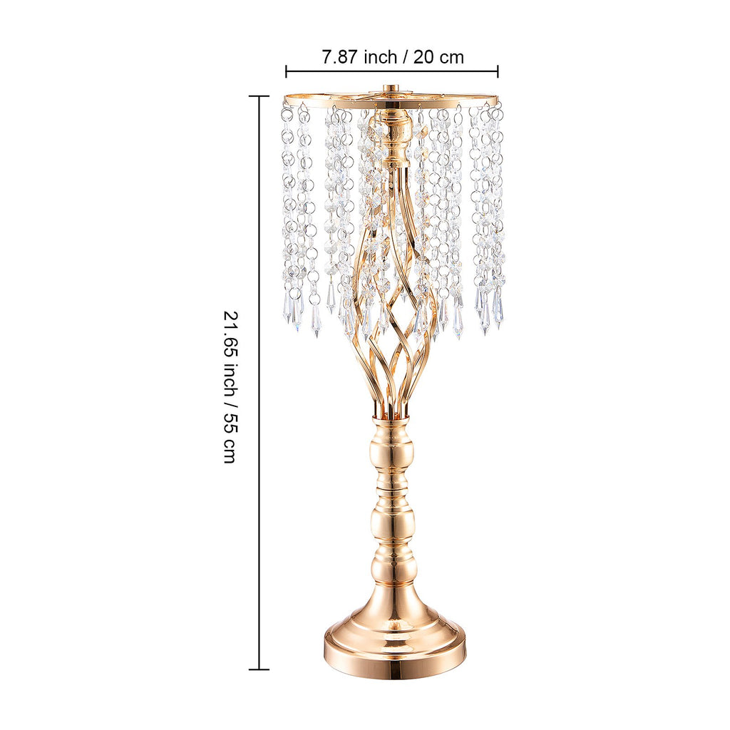 Crystal Wedding Flower Stand Set of 10, Gold Metal Centerpiece Vases, 21.65" Tall Spiral Table Risers for Parties