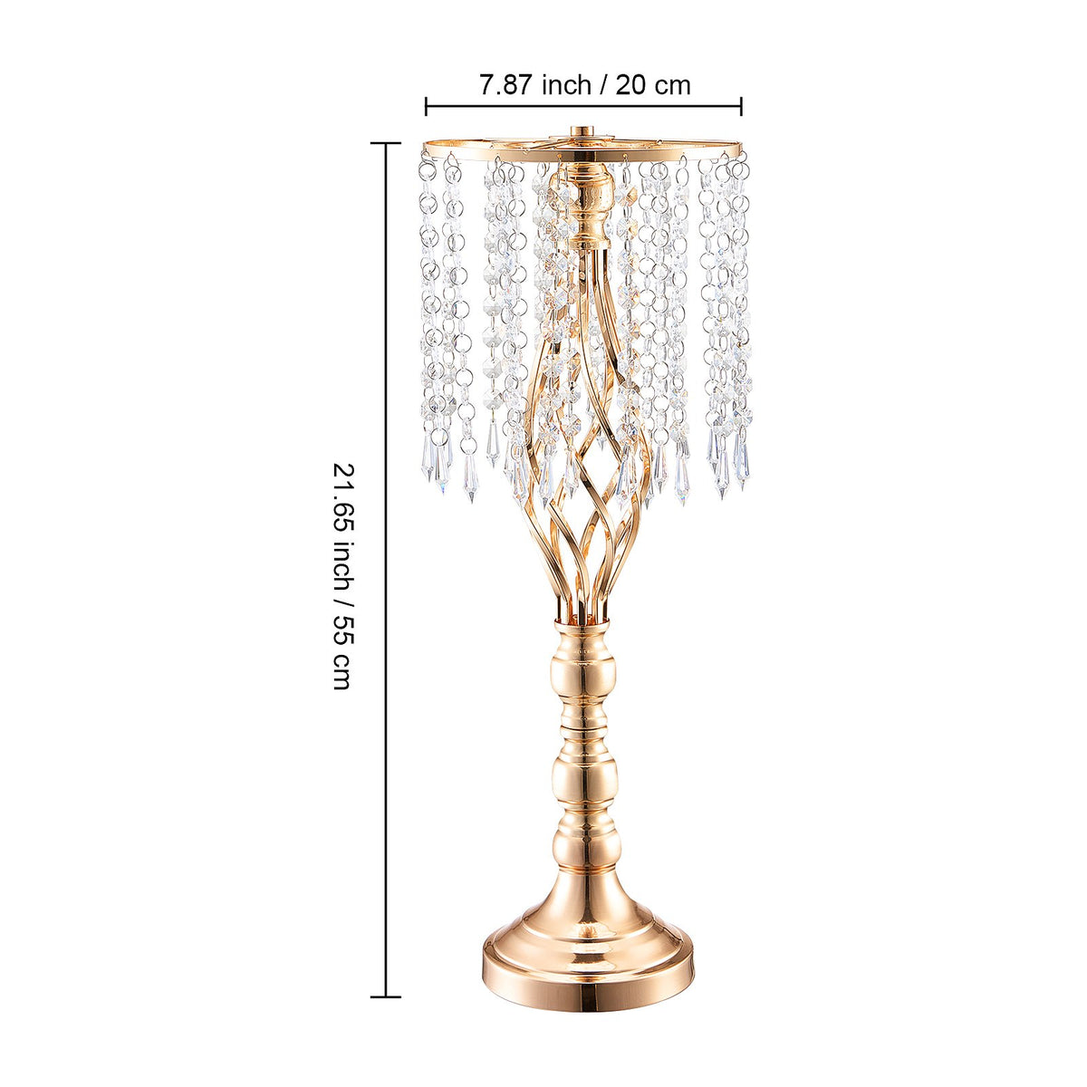 Crystal Wedding Flower Stand Set of 10, Gold Metal Centerpiece Vases, 21.65" Tall Spiral Table Risers for Parties