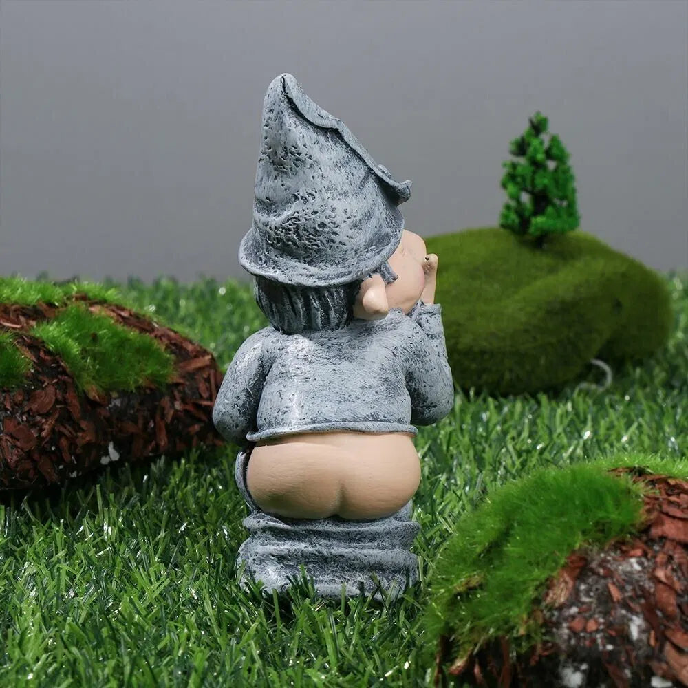 Funny Pooping Gnome Statue, Resin Miniature Garden Ornament for Yard and Home Decor