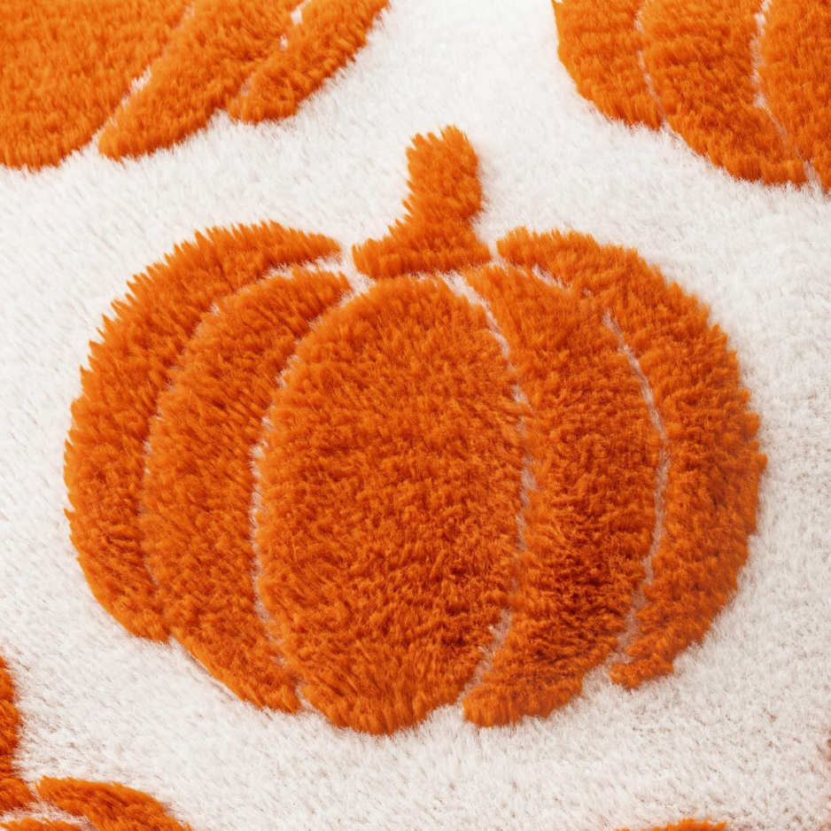 Pumpkin Throw Pillow Covers, Set of 2, 18x18 Orange Plush Fall Decor Cushion Cases
