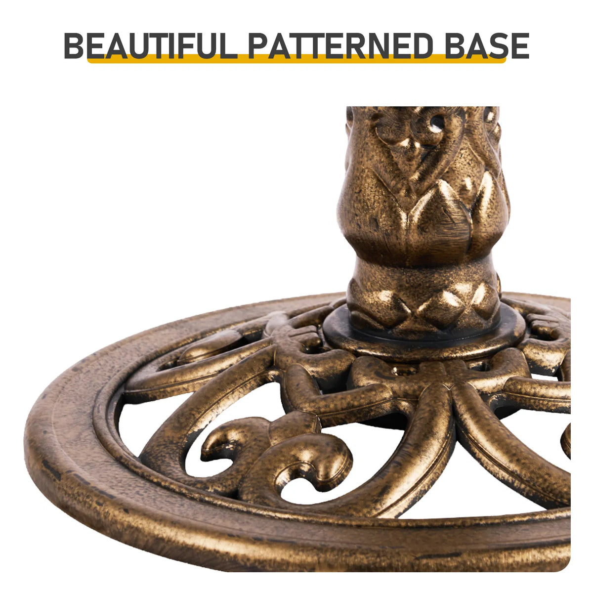 Pedestal Bird Bath with Feeder Tray, Antique Bronze Resin Lotus Leaf Basin, 50 x 50 x 86 cm Garden Birdbath