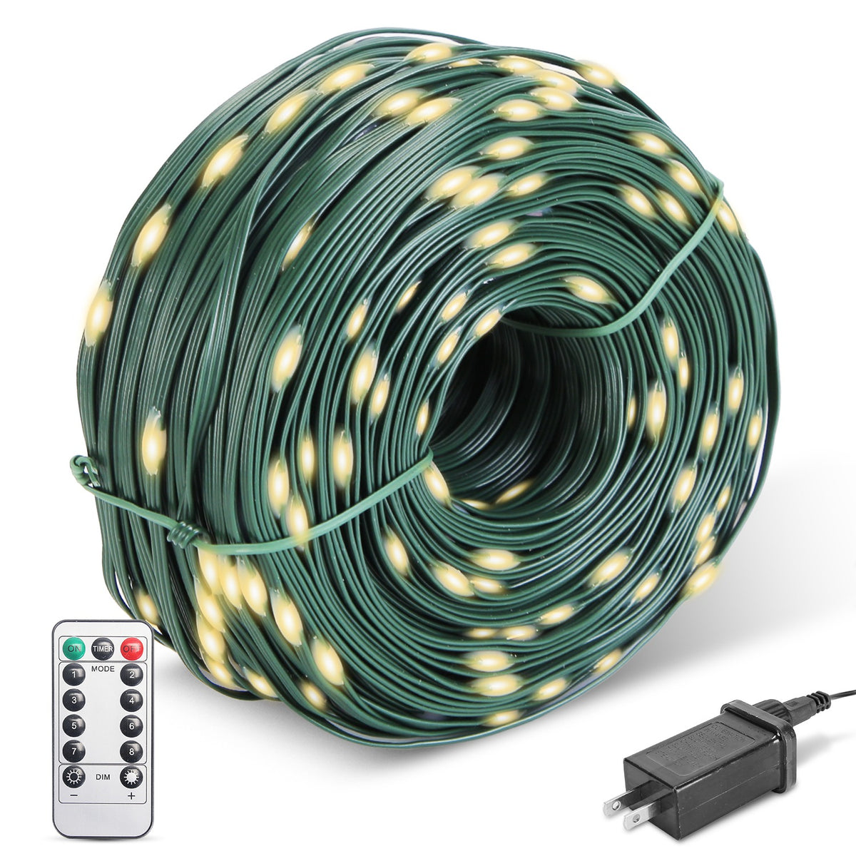 330 Ft String Lights with Remote, 1000 LED Outdoor Christmas Lights, 8 Modes, 8 Brightness Levels, Timer, Green Wire