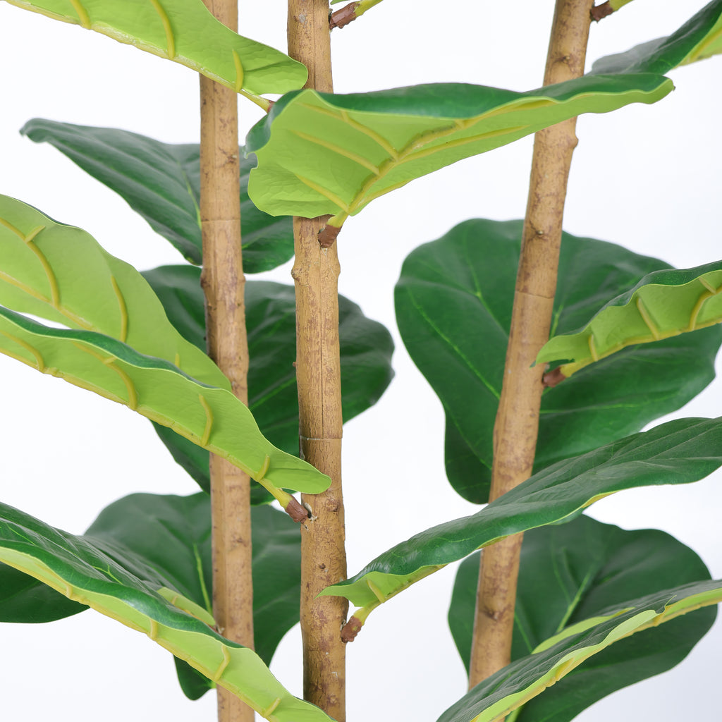 Artificial Fiddle Leaf Fig Tree 5.2 FT With White Pot, Faux Indoor Plant for Living Room, Office and Home Corner Decor