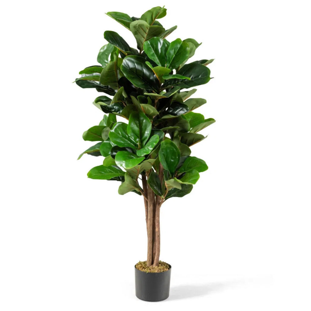 5 Ft Artificial Fiddle Leaf Fig Tree with Black Planter, 180 Green Leaves, Faux Indoor Outdoor Potted Tree