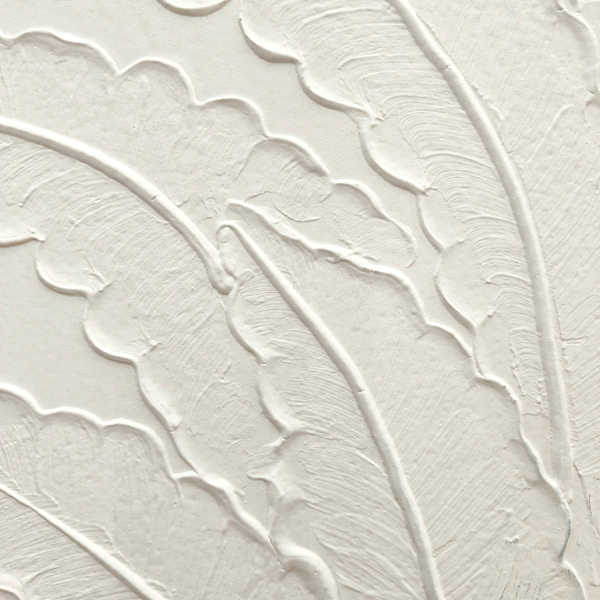 Framed Botanical Leaf Wall Art, 25 x 37 in Antique White Textured Canvas Painting, Minimalist Neutral Decor, Ready to Hang