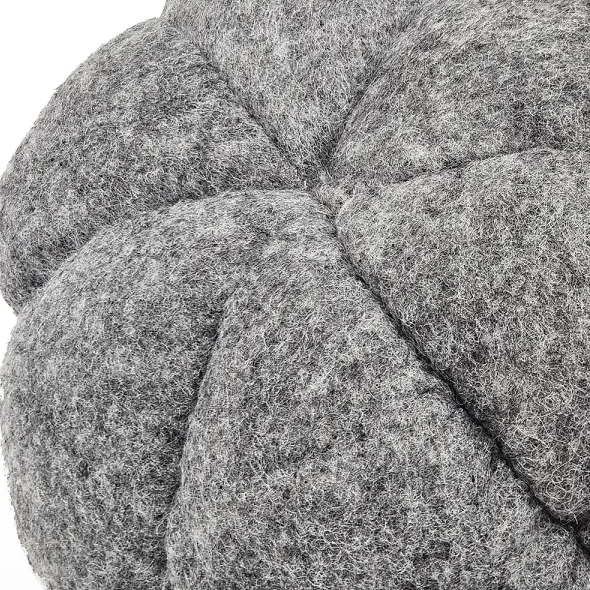 Gray Fabric Pumpkin Decor, Set of 3 Plush Fall Pumpkins With Resin Stems, 8.3 x 8.3 x 5.5 Inches