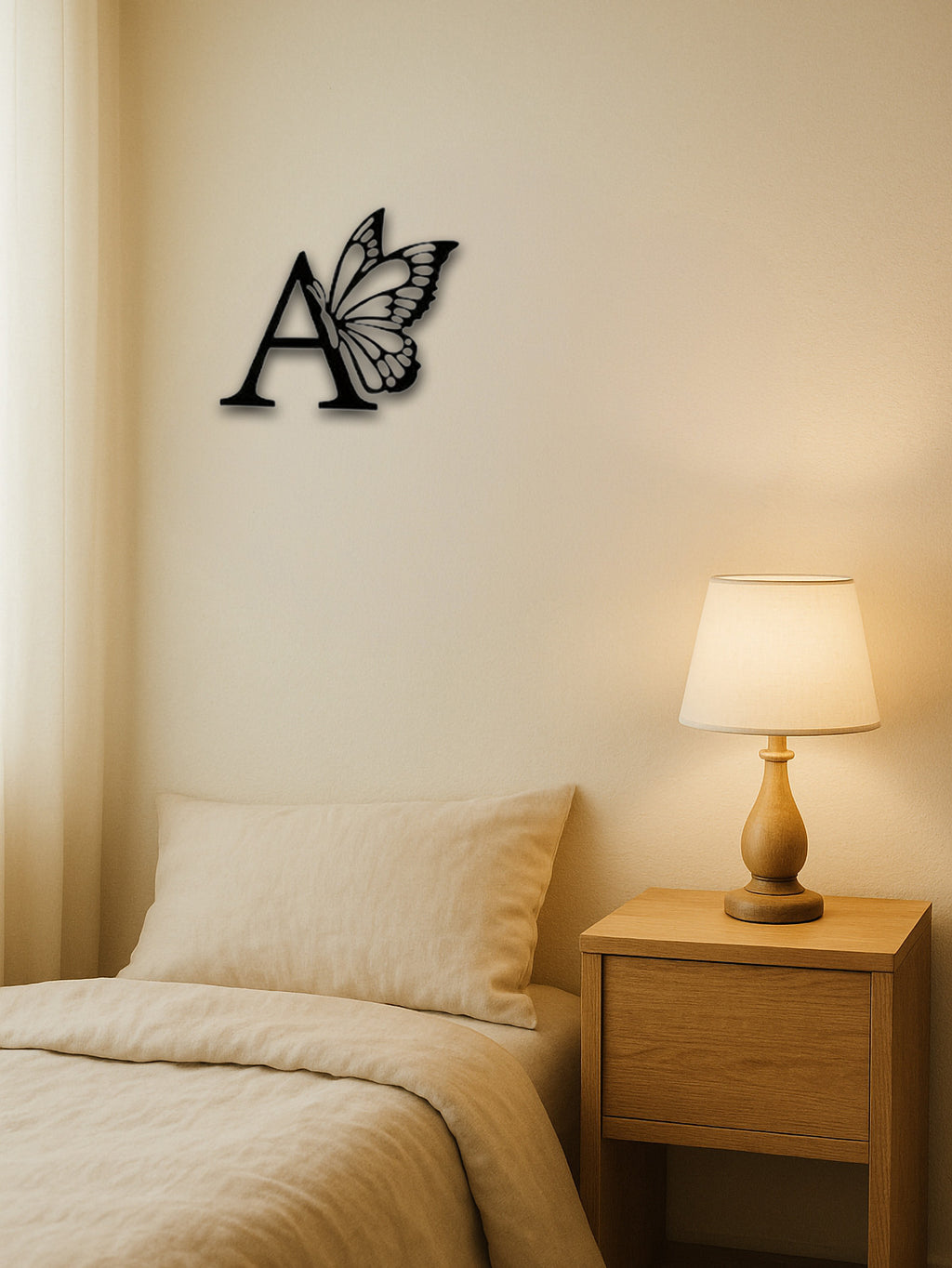 Butterfly Monogram Metal Wall Art Sign, Black Letter Wall Decor for Bedroom, Entryway and Nursery