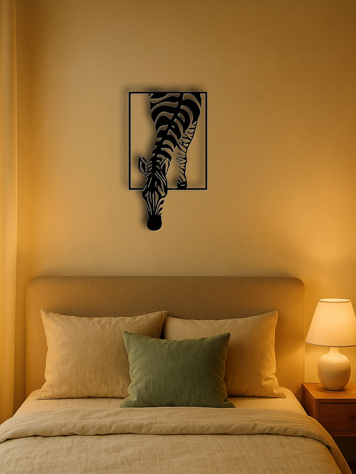 Zebra Metal Wall Art, Black Minimalist Animal Wall Sculpture for Living Room, Office and Bedroom