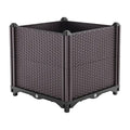 Raised Garden Bed With Self-Watering Tray, Brown Rattan-Look Planter Box for Patio, Balcony, Vegetables and Herbs